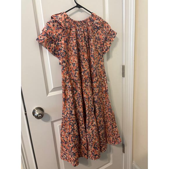 Mirth  Vienna dress mauve blue floral pattern  EUC ruffled sleeves sz s - Picture 2 of 6